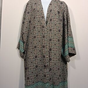Altar'd State Black and Teal Patterned Tunic